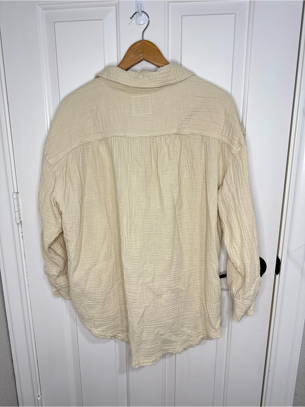 Aerie Soft Oat 100% Cotton Oversized Gauzy Coverup Shirt Sz M Coastal Minimalist - Picture 4 of 10
